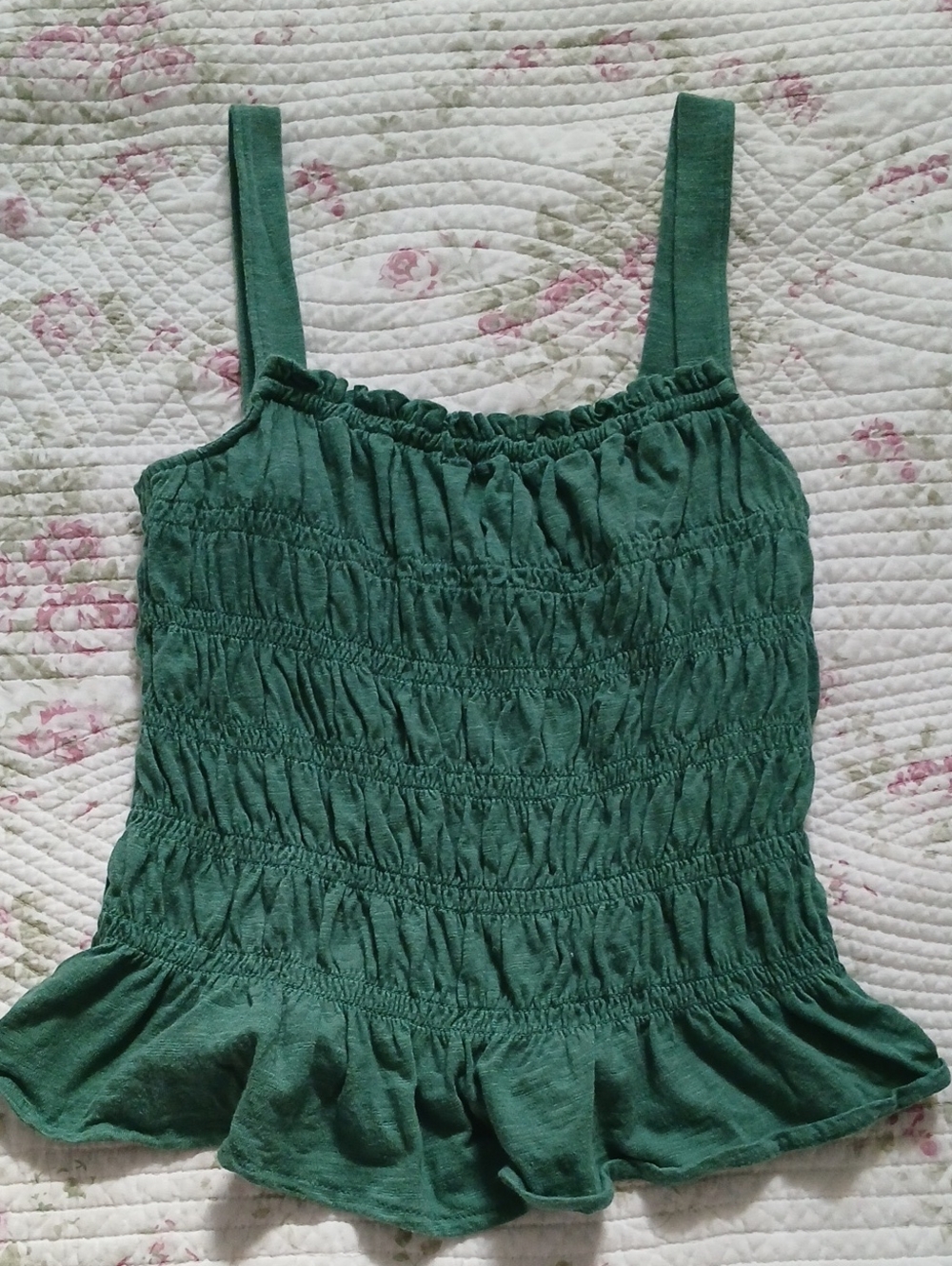 S - Green Smocked Top